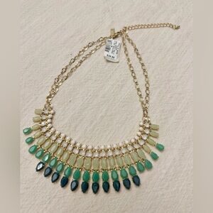 Macy’s Gold Tone Green Ombre Statement Necklace – NWT